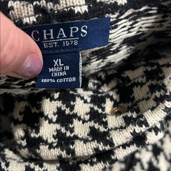 Chaps - xl, black‎ and beige, Houndstooth Sweater Jacket - Picture 4 of 6
